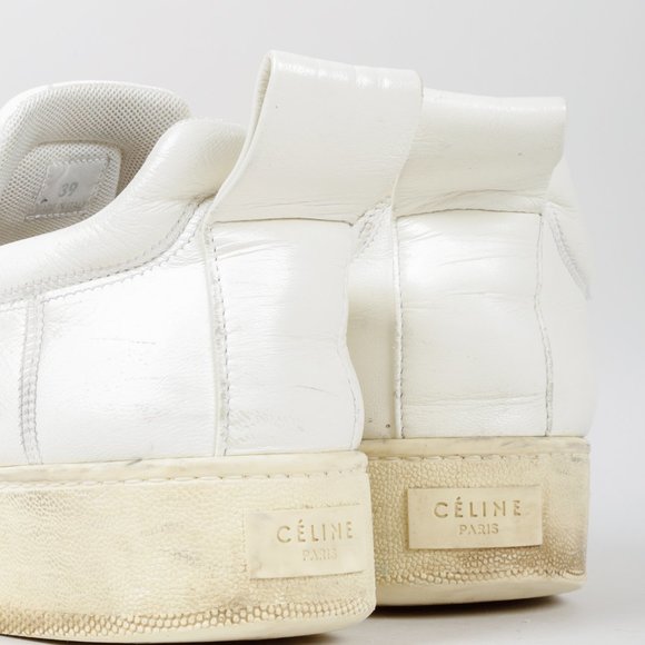 Celine White Leather Slip-On Sneakers - Picture 7 of 10